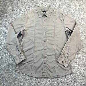 Marc Ecko Button Down Shirt Mens Large Gray Long Sleeve Cotton‎ Panel Detail L